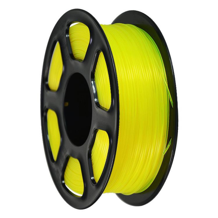 Yellow PETG 1.75mm filament spool on black reel