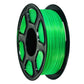 Green PETG 1.75mm filament spool on black reel
