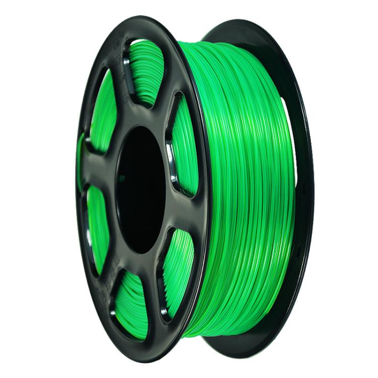 Green PETG 1.75mm filament spool on black reel