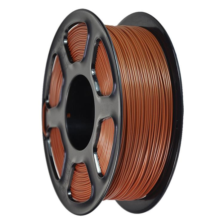 Brown PETG 1.75mm filament spool on black reel