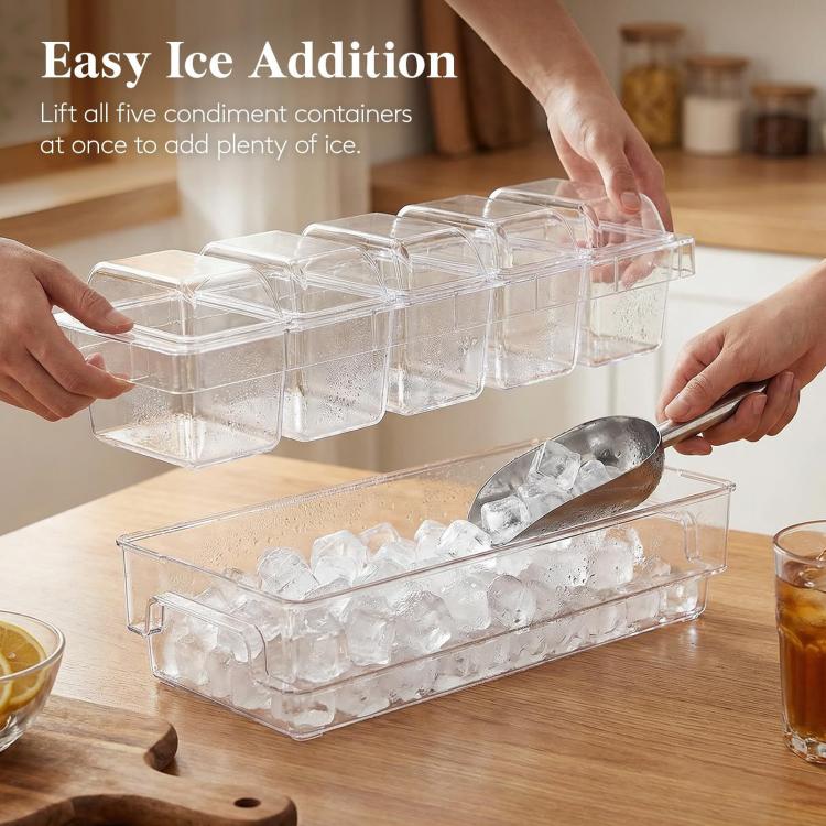 Summer 5-Compartment Fruit Freezer Tray Vegetable Snack Compartments Ice Cube Food Storage Container