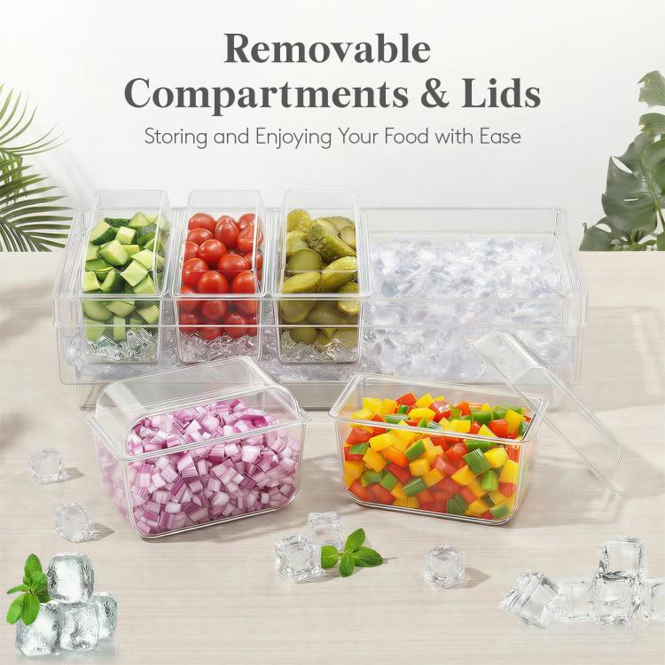 Summer 5-Compartment Fruit Freezer Tray Vegetable Snack Compartments Ice Cube Food Storage Container