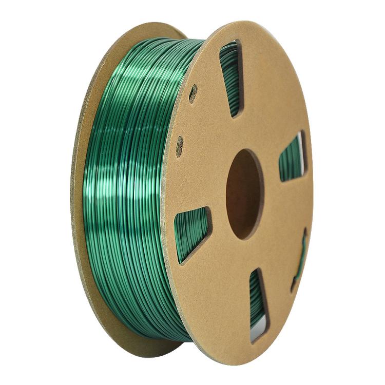 Dual-color silk PLA filament spool, metallic teal-to-green color shift