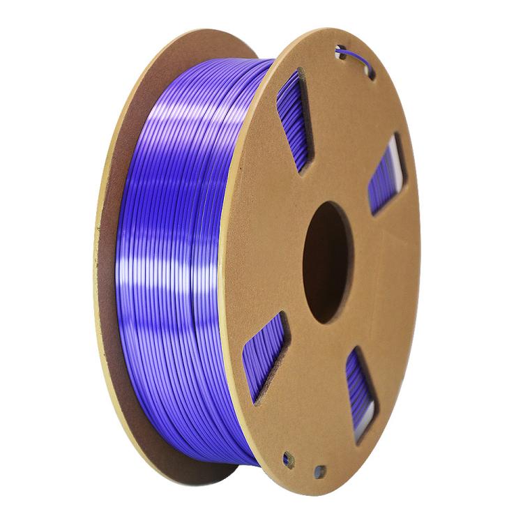 Dual-color metallic PLA filament spool, purple metallic shifting on spool reel
