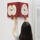 wozoom Living Room Minimalist Double-Sided Wall Clock Corner Decorative Clock, Red Medium, Red Large, Beige Large