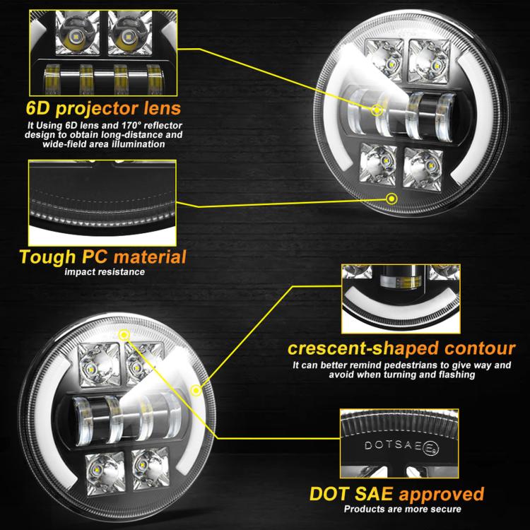 M4 7-Inch Quad Reflector Crescent Headlights For Jeep Wrangler