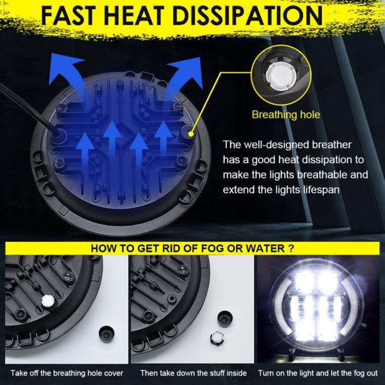 M4 7-Inch Quad Reflector Crescent Headlights For Jeep Wrangler