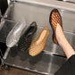 Clear jelly crystal flat sandals with crisscross toe cap, hollow lattice uppers