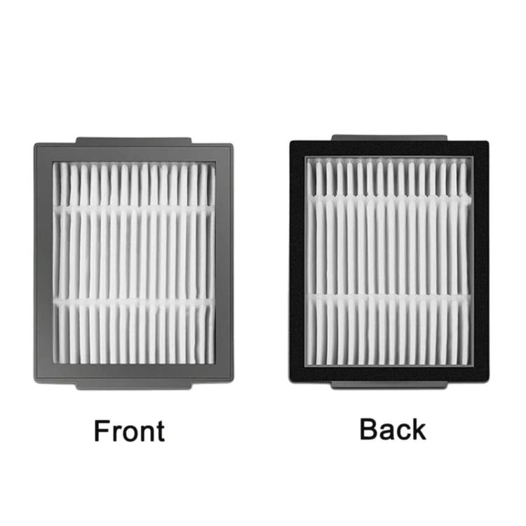 Replacement vacuum filter cartridges with white pleated media in gray frames