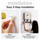 Clock installation graphic showing easy 2-step hanging with no-mark hook