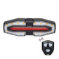 Bicycle remote warning tail light with turn signals, black housing with red center LED strip