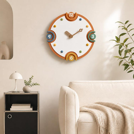 wozoom Modern Cream Style Wall Clock Colorful Wood Silent Non Ticking Decorative Clock