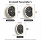 Oval cream wall clock size diagram showing thickness, width, and height measurements
