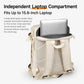 Cream laptop compartment backpack with front zipper and mesh panel