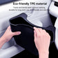 Rear seat storage box with curved opening and side handles, dark gray
