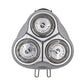 Tri-round rotary shaver head replacement with three metal foil cutters and clips