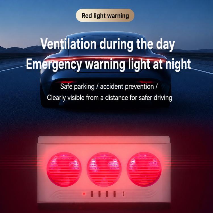 L6189 Solar Powered Car Exhaust Fan With Strobe Warning Light Interior Air Circulation Fan