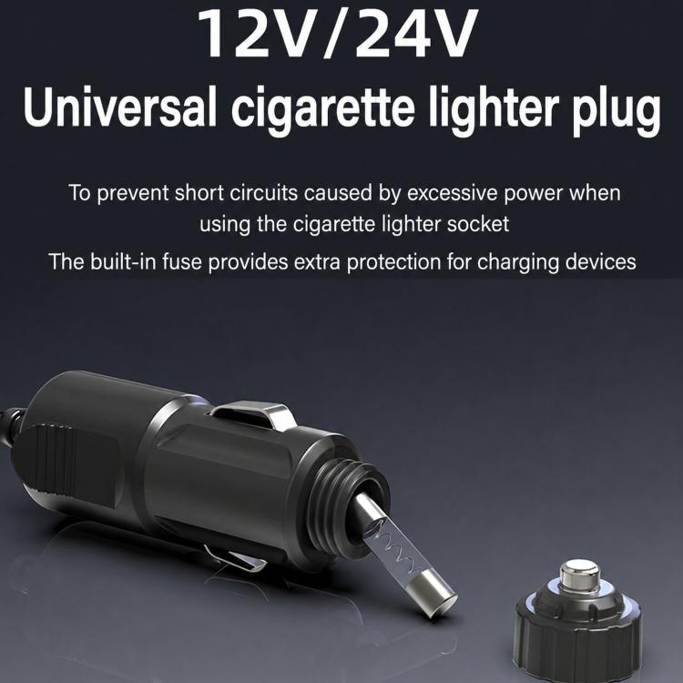 Universal vehicle cigarette lighter plug with 12V/24V power connector for fan use