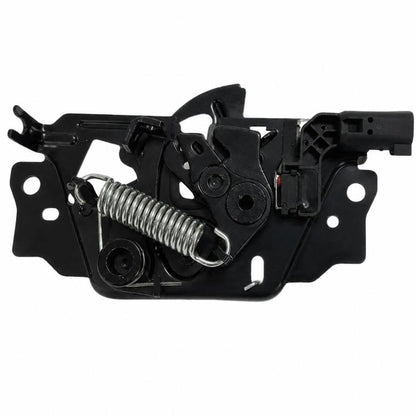 Black hood latch lock assembly with metal spring and mounting bracket