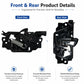 Black hood latch lock assembly shown in front and rear views
