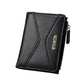 Black color-block short women’s wallet card holder with gold zipper and stitched logo
