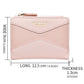 Pink zipper card holder wallet shown with size measurements: 12.5 cm wide and 9.3 cm high