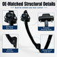 Black rear door check stop locator adjuster showing threaded mounting studs and pivot joint