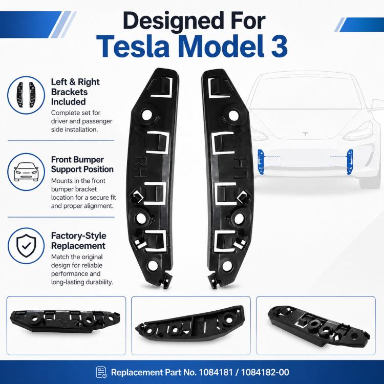 For Tesla Model 3 Front Bumper Mounting Bracket 1084181 / 1084182-00, Left, Right