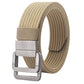 Nylon belt with automatic alloy buckle, tan woven strap and silver buckle