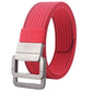 Nylon belt with automatic alloy buckle, bright red woven strap and silver buckle