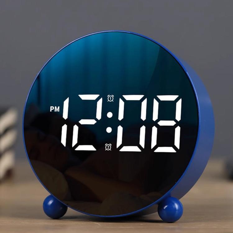Circular LED Digital Alarm Clock Dimmable Bedside Desk Clock With Dual Alarms
