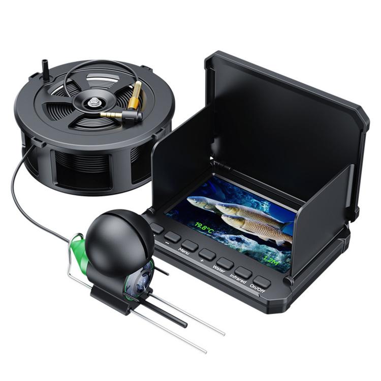 Waterproof fish finder monitor with cable reel and underwater camera probe