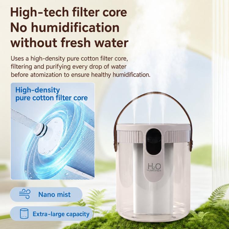 White 1.5L humidifier with handle and top vent, plus visible water tank