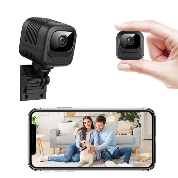 WiFi security camera with black mount and handheld close-up