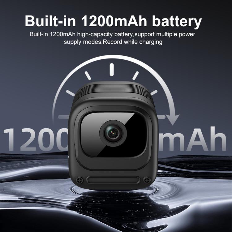 Black WiFi security camera front with battery charging indicator graphic