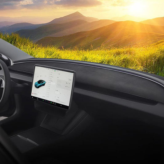 For Tesla Model Y / Y L 2025-2026 Dashboard Sun Shade Mat Suede Anti-UV Heat Insulation Dash Cover, Dashboard Sun Shade Mat