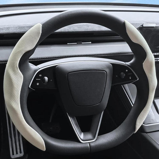 For Tesla Model Series Ultra-Thin Sweat-Wicking Steering Wheel Cover, NAPPA White, NAPPA Black, NAPPA Grey, Suede White, Suede Black, Suede Grey