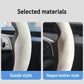White steering wheel cover showing suede texture and perforated Nappa-style grip