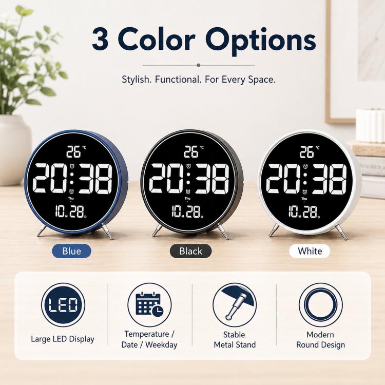 8.3-inch Large LED Digital Alarm Clock Adjustable Brightness with Temperature / Date / Week & Dual Alarms
