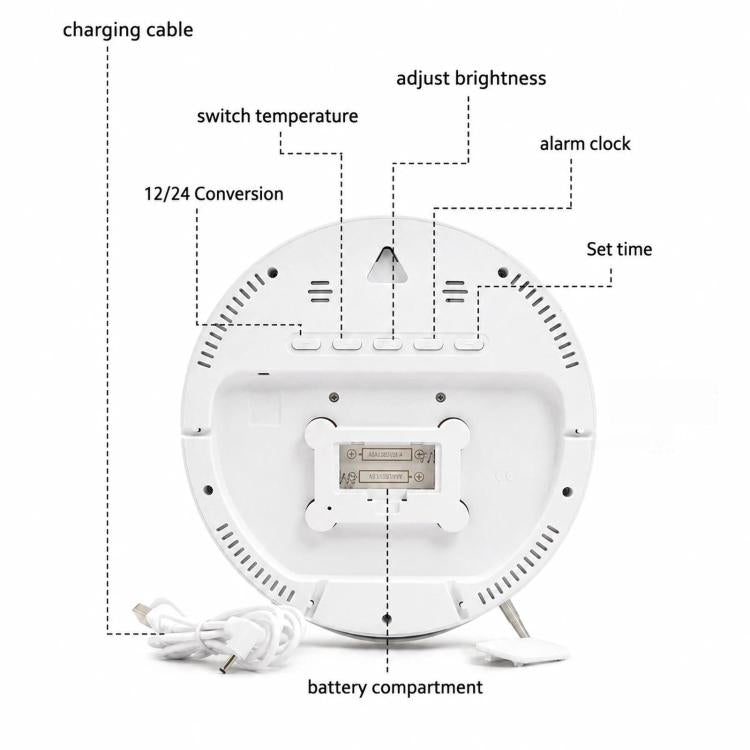8.3-inch Large LED Digital Alarm Clock Adjustable Brightness with Temperature / Date / Week & Dual Alarms