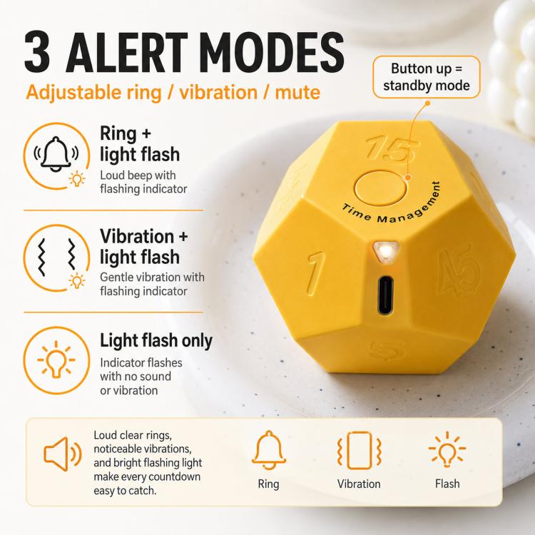12 Sided Gravity Sensing Timer Kitchen Reminder Time Manager