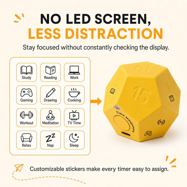 12 Sided Gravity Sensing Timer Kitchen Reminder Time Manager