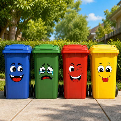 4pcs / Set 7.9 Inch Funny Face Stickers Waterproof Self-Adhesive Decals for Trash Cans / Refrigerator