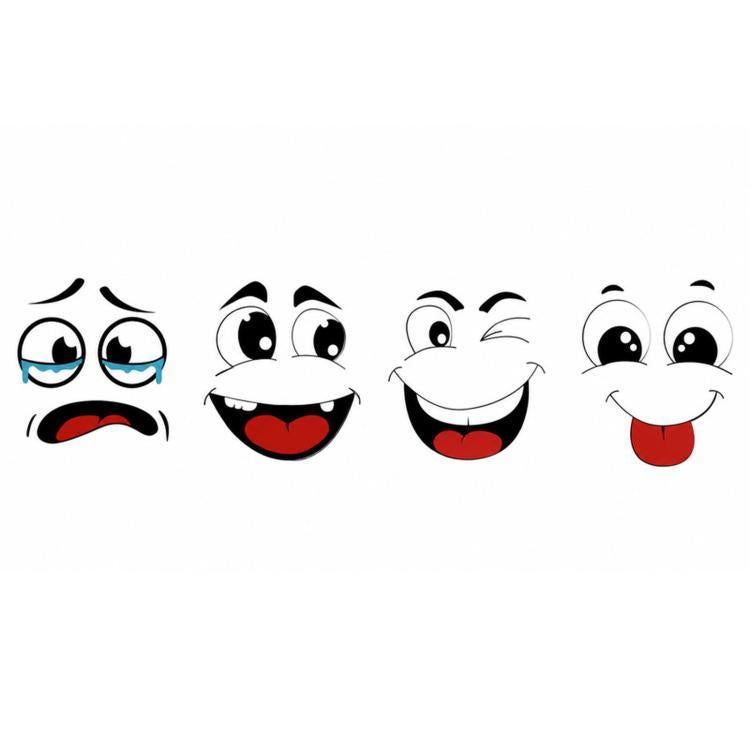 4pcs / Set 7.9 Inch Funny Face Stickers Waterproof Self-Adhesive Decals for Trash Cans / Refrigerator