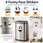 4pcs / Set 7.9 Inch Funny Face Stickers Waterproof Self-Adhesive Decals for Trash Cans / Refrigerator