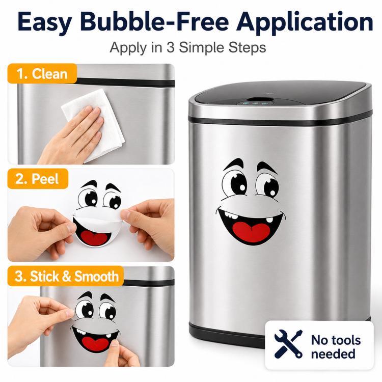 4pcs / Set 7.9 Inch Funny Face Stickers Waterproof Self-Adhesive Decals for Trash Cans / Refrigerator