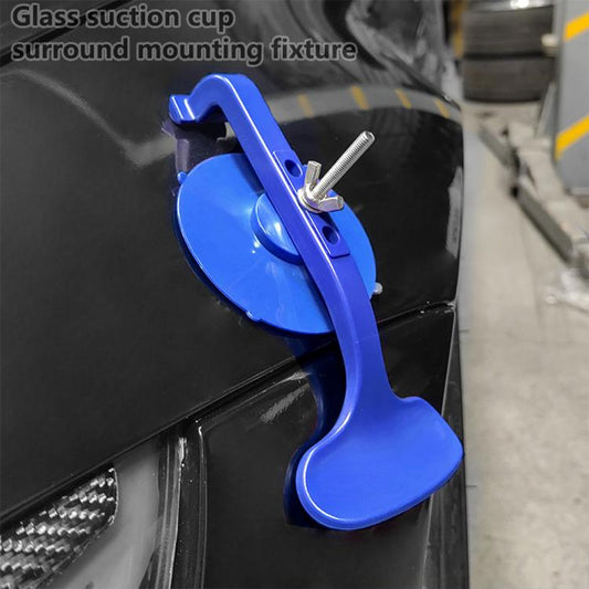 Blue car window suction cup mounting tool with adjustable screw and handle