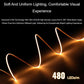 Glowing warm white LED strip forming a smooth soft light wave