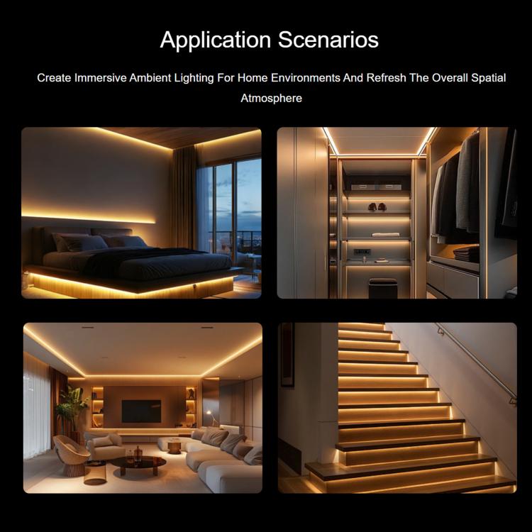 Warm white LED strip for ambient lighting in rooms and along stair edges