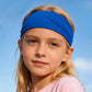 Kids sweat-wicking headband in royal blue, widened quick-dry sports hair band